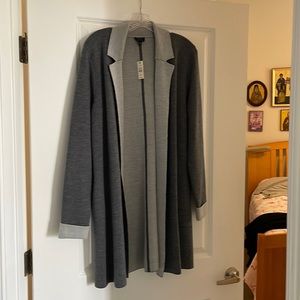 Two toned grey long sweater/jacket Sz Medium